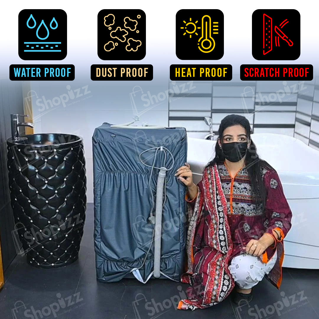Washing Machine Cover : Waterproof , Dustproof, Heatproof & Scratchproof - Grey Color- Top Laod