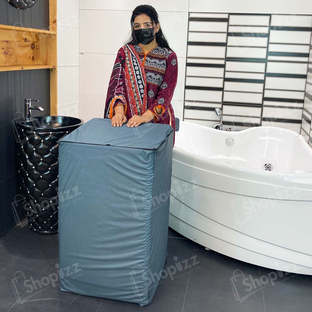 Washing Machine Cover : Waterproof , Dustproof, Heatproof & Scratchproof - Grey Color- Top Laod
