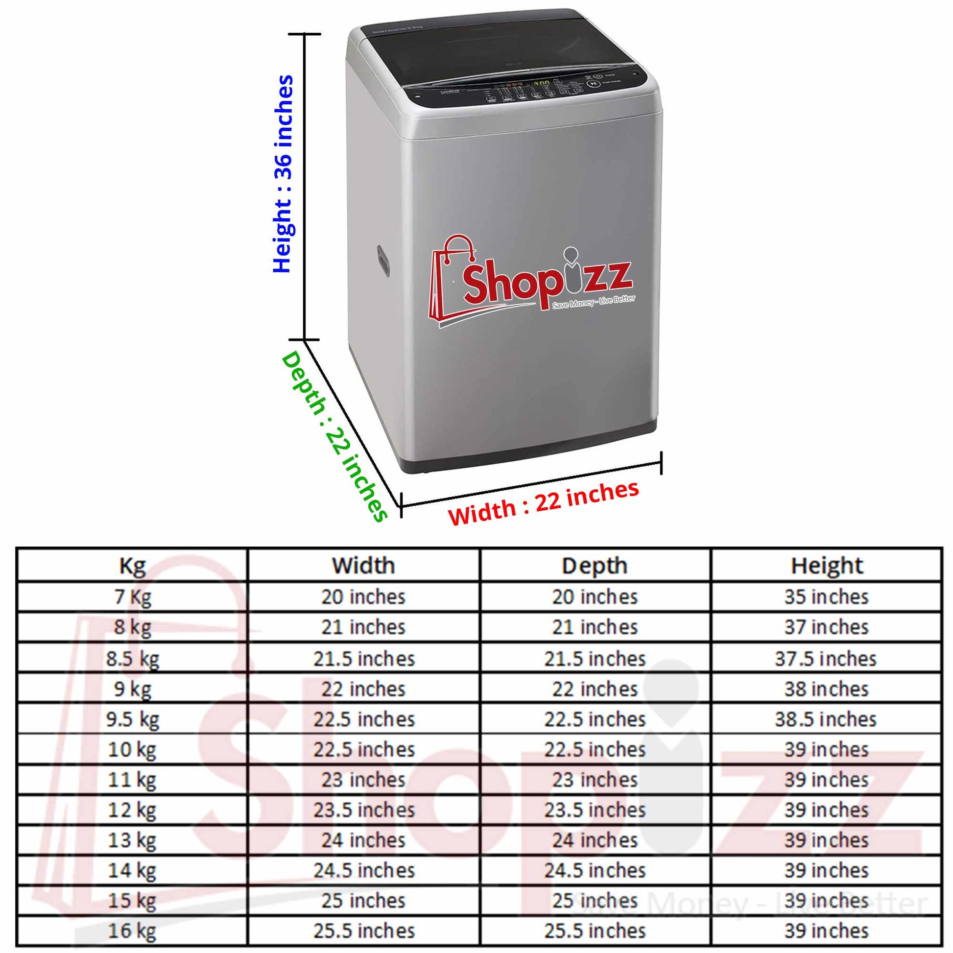Washing Machine Cover : Waterproof , Dustproof, Heatproof & Scratchproof - Grey Color- Top Laod